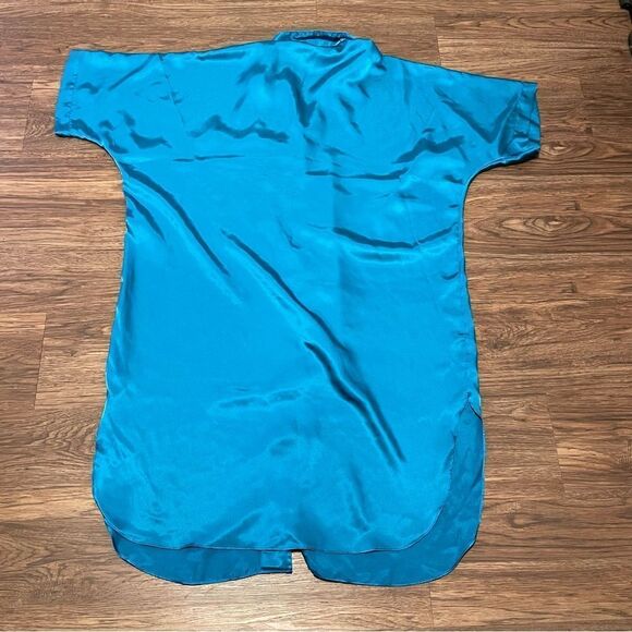 Vintage Me 2 By Miss Elaine Button-down Night Shirt Pajama Blue Size Large - Picture 6 of 10